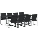 vidaXL Ensemble à manger de jardin 9 Pièces noir textilène