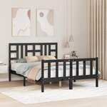 vidaXL Cadre de lit sans matelas noir 140x190 cm bois de pin massif