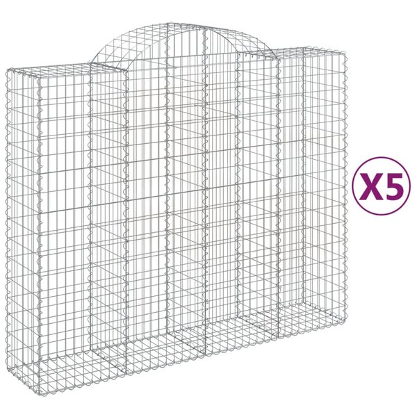 vidaXL Paniers à gabions arqués 5 Pièces 200x50x160/180 cm Fer galvanisé