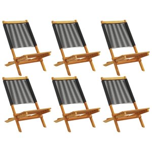vidaXL Chaises de jardin pliantes lot de 6 noir bois d'acacia massif