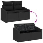 vidaXL Set de canapé de jardin 8 pièces avec coussins en poly rotin noir