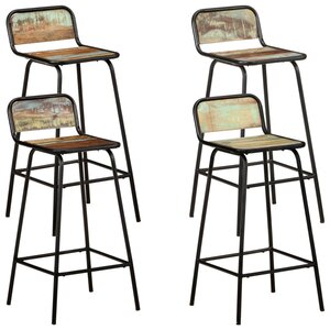 vidaXL Chaises de bar lot de 4 bois de récupération solide