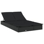 vidaXL Transat 2 places avec toit rond noir 211x112x140 cm