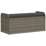 vidaXL Banc de rangement avec coussin gris 115x51x52 cm résine tressée
