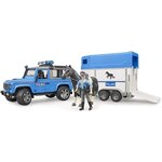 Bruder 02588 - Véhicule de police Land Rover Defender avec remorque pour chevaux