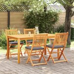 Chaises de jardin pliantes vidaXL avec coussin gris 4Pièces en bois d'acacia massif