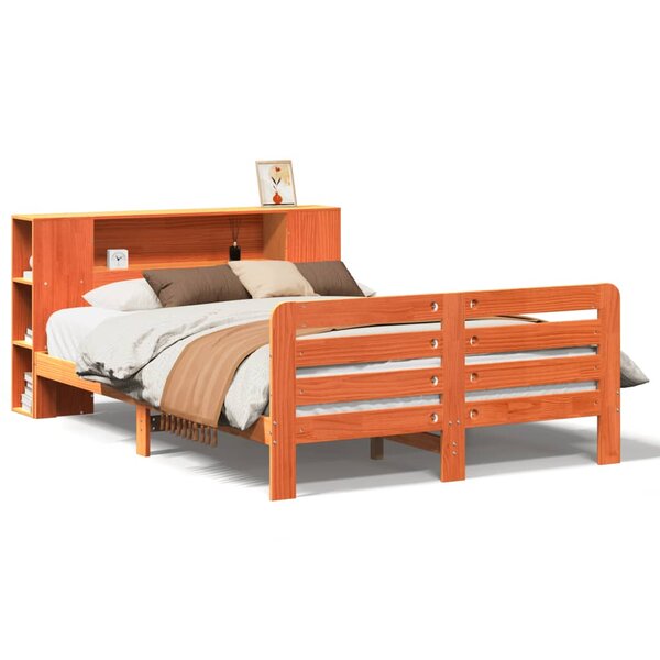 vidaXL Cadre de lit sans matelas cire marron 135x190cm bois pin massif