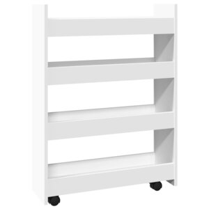 vidaXL Chariot de rangement étroit à 4 niveaux en bois d'ingénierie blanc