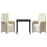 vidaXL Ensemble de salle à manger pour jardin 3 Pièces Beige polyrotin
