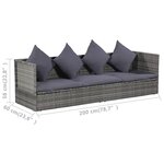 vidaXL Lit de jardin Gris 200x60 cm Résine tressée