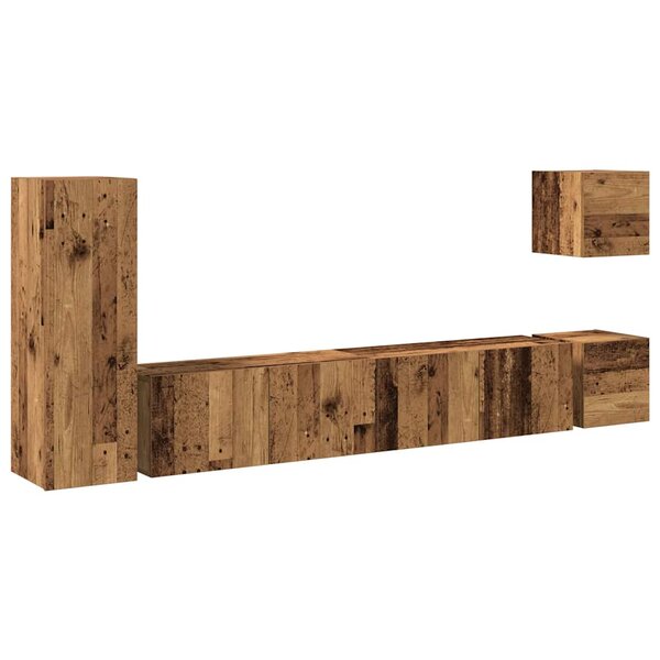 vidaXL Ensemble de meuble TV mural 5 Pièces vieux bois bois d'ingénierie