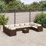vidaXL Salon de jardin 11 Pièces avec coussins marron résine tressée