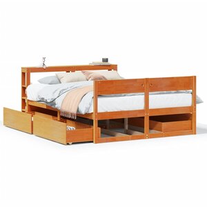 vidaXL Cadre de lit sans matelas cire marron 140x190cm bois pin massif