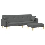 vidaXL Canapé-lit à 2 places avec repose-pied gris foncé tissu