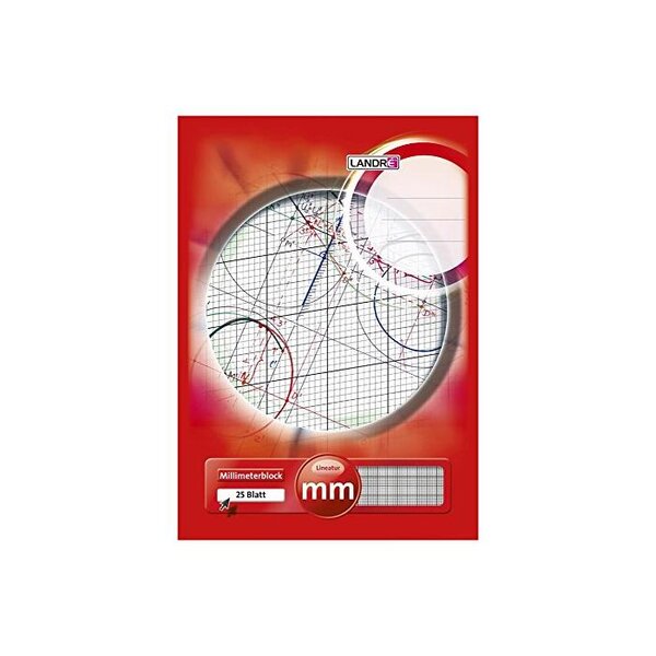 Bloc à papier millimétré A4 25 feuilles 80g Ligne Rouge LANDRÉ