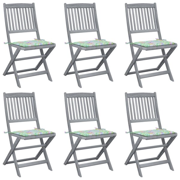 vidaXL Chaises pliables d'extérieur 6 Pièces avec coussins Bois d'acacia