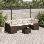 vidaXL Salon de jardin 8 Pièces avec coussins marron résine tressée