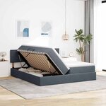 vidaXL Lit de rangement LED avec matelas Gris foncé 180 x 200 cm