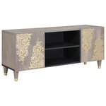 vidaXL Meuble TV Gris et or 105 x 33.5 x 46 cm Bois de manguier massif