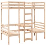 vidaXL Lit mezzanine avec bureau et chaises 90x200 cm pin massif