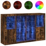 vidaXL Buffets avec lumières LED 3 Pièces chêne fumé bois d'ingénierie