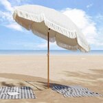 vidaXL Parasol Gris et blanc Ø 205 x 209 cm Acier