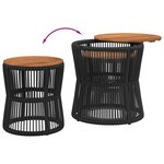 vidaXL Tables d'appoint de jardin 2 Pièces dessus en bois noir poly rotin