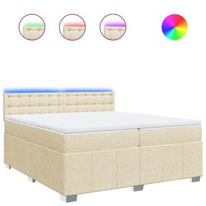 vidaXL Sommier à lattes de lit avec matelas Crème 200x200 cm Tissu
