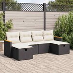 vidaXL Salon de jardin 6 Pièces avec coussins noir résine tressée