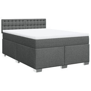 vidaXL Sommier à lattes de lit avec matelas Gris foncé 160x200cm Tissu