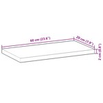 vidaXL Dessus de table 60x20x2 cm rectangulaire bois massif d'acacia