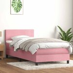 vidaXL Sommier à lattes de lit avec matelas et LED rose 90x210 cm velours