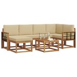 vidaXL Ensemble de canapés d'extérieur 7 Pièces Naturel et Beige