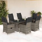 vidaXL Ensemble à manger de jardin et coussins 7 Pièces gris rotin