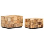 vidaXL Tables basses 2 Pièces avec design de blocs Bois de manguier brut