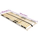 vidaXL Lit à lattes Marron 140 x 190 cm Bois de hêtre massif