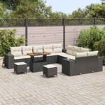 vidaXL Ensemble de canapé de jardin 13 Pièces Noir et Crème polyrotin