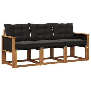 vidaXL Ensemble de canapés d'extérieur 3 pc Naturel et noir