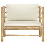 vidaXL Canapé de jardin avec coussins blanc crème Bambou