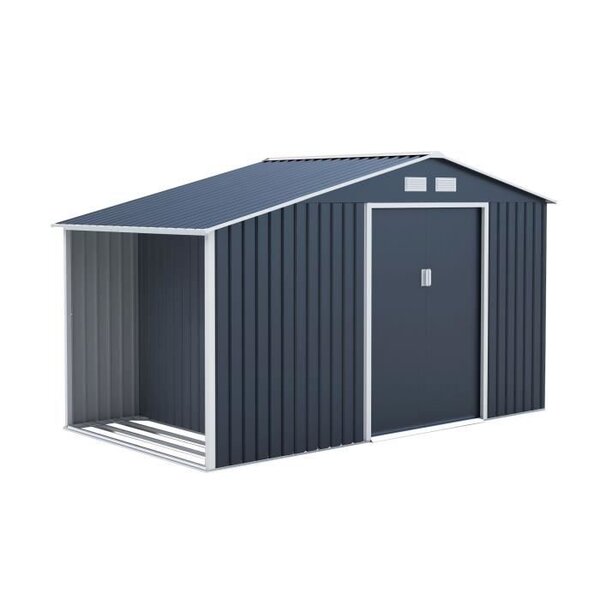 Abri de jardin en acier 6,53 m² - Abris buches avec kit d'ancrage inclus - Gris anthracite