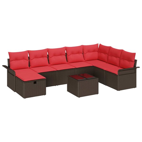 vidaXL Ensemble de canapé de jardin 9 Pièces Marron Poly rotin