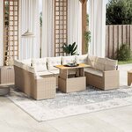 vidaXL Salon de jardin avec coussins 10 Pièces beige résine tressée