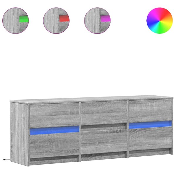 vidaXL Meuble TV avec LED sonoma gris 140x34x50 cm bois d'ingénierie