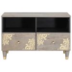 vidaXL Meuble TV Gris 70 x 33 x 46 cm Bois de mangue massif