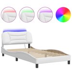vidaXL Cadre de lit avec lumières LED blanc 100x200 cm similicuir