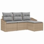 vidaXL Ensemble de canapé de jardin 4 Pièces Beige  Gris clair