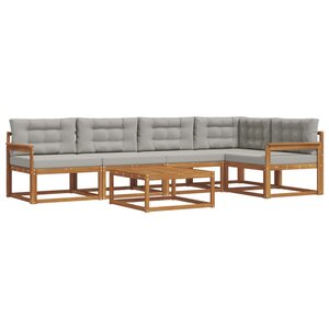 vidaXL Ensemble de canapés d'extérieur 6 Pièces Naturel et gris clair