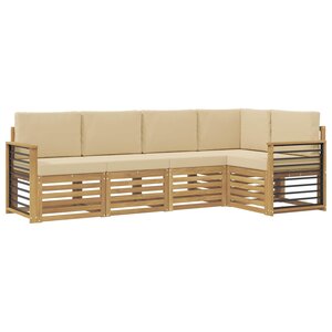 vidaXL Ensemble de canapés d'extérieur 5 Pièces Blanc et Beige