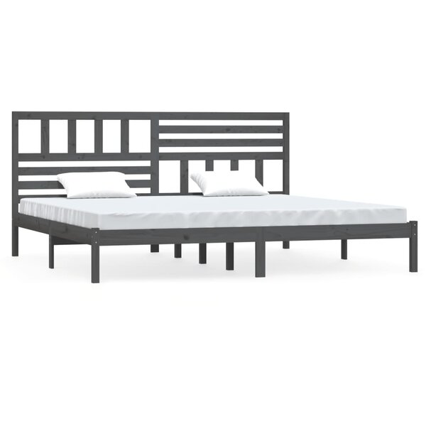 vidaXL Cadre de lit Gris Bois de pin massif 200x200 cm