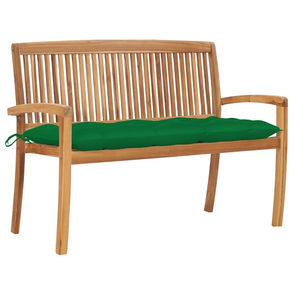 vidaXL Banc de jardin empilable et coussin 128 5cm Bois de teck massif